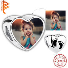 BELAWANG Wholesale 925 Sterling Silver Heart with Baby Print Photo Beads Charms Fit Original Bracelet Custom Photo DIY Jewelry 2024 - buy cheap