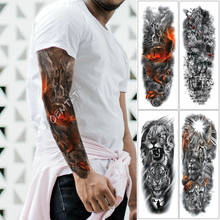 Large Arm Sleeve Tattoo Orange Magma Warrior Waterproof Temporary Fake Tatoo Sticker Skull Phoenix Rose Men Women Full Tatto 2024 - buy cheap