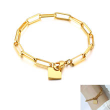 2020 Fashion Gold Color Stainless Steel Bracelets for Women Simple Square Women Link Charm Bracelets Jewelry 2024 - buy cheap