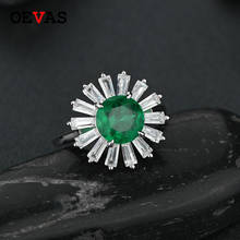 OEVAS 100% 925 Sterling Silver Sparkling High Carbon Diamond Green Zircon Daisy Flower Rings For Women Party Fine Jewelry Gifts 2024 - buy cheap