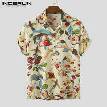 Summer Printed Shirt Men Cotton Casual Breathable Short Sleeve Streetwear Hawaiian Shirts Brand Leisure Camisa Masculina INCERUN 2024 - buy cheap