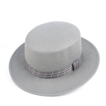 2019 2019 auténtico Retro sombrero de copa plana para hombres mujeres Fedora Trilby sombrero de ala ancha sombrero de Jazz tamaño 56-58CM 2024 - compra barato