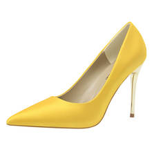 Plus Size 43 Silk Shoes Women 10cm High Heels Women Pumps for Ladies Office Party Stiletto Female Dress Footwear 12 Color 2024 - buy cheap