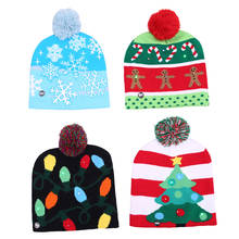 1 pçs led gorro de natal feio camisola de natal chapéu de natal beanie luz acima chapéu de malha para crianças adulto festa de natal 2024 - compre barato