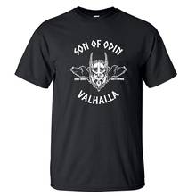 Camiseta de Odin Vikings Gone to Valhalla para hombre, camiseta de hijo de Odin, camiseta negra de manga corta con estampado de verano, camiseta de Sons Of VikingChapter Top 2024 - compra barato