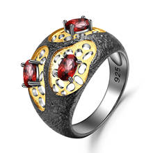 Женские кольца ручной работы gemb's BALLET, кольцо с натуральным гранатом в стиле памяти, ювелирное изделие из настоящего серебра 925 пробы 2024 - купить недорого