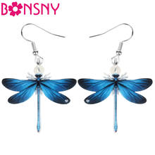 Bonsny-pendientes acrílicos con dije de libélula para mujer, aretes colgantes grandes y largos de insectos y animales, joyería para adolescentes, accesorios de regalo de verano 2024 - compra barato