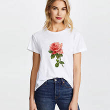 Romantic Fashion Design Rose Flower T Shirt Women Short Sleeve Tops Custom Famale Novelty Tee Harajuku Shirt Ulzzang Clothes 2024 - buy cheap