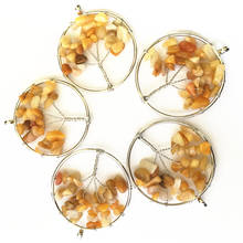 Pingente de árvore da vida natural reiki, pingente de árvore da vida artesanal embalado com fio de 50mm para marcação de joia com 12 peças 2024 - compre barato