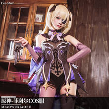Hot Game Genshin Impact Fischl Cosplay Costume Fashion Purple Combat Uniform Dress Female Black Carnival Role Play Clothing S-XL 2024 - buy cheap