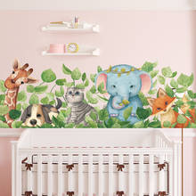 wall sticker with cat pattern, elephant, fox, cute animal, wall decoration for kids rooms, nursery, nursery, home decoration 2024 - buy cheap