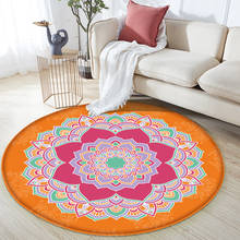 Alfombra redonda de franela esponjosa para sala de estar, tapete decorativo de estilo Mandala para habitación de niños, decoración de dormitorio 2024 - compra barato