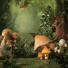 Spring Mushroom Backdrop For Photography Green Forest Fairytale Grass Pathway Party Baby Child Photo Background For Photo Studio 2024 - buy cheap