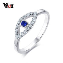 Vnox Shiny Blue Stone Eye Shaped Engagement Ring for Women Bling CZ Stones Stainless Steel Elegant Wedding  Alliance 2024 - buy cheap