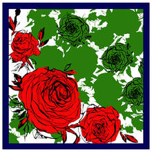 Женский Шелковый квадратный шарф с цветочным принтом, 90x90 см 2024 - купить недорого