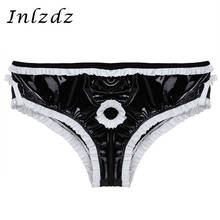 Cueca masculina de látex, lingerie com buraco para pênis, cuecas eróticas sexy 2024 - compre barato