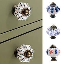 Kitchen Cupboard Wardrobe Room Pull Drawer Handle Ceramic Single Hole Blue White Pumpkin Drawer Cabinet Handle Hardware 2024 - buy cheap