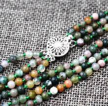 Free shipping  Beautiful 3 rows 4 mm Natural multicolor Indian agates jade beads necklace 17-19 2024 - buy cheap