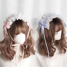 Kawaii Lolita Cat Ears  Headband Headdress Girls Lolita Bowknot Lace Hair Clip Hair Accessories Cosplay D820 2024 - buy cheap