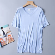 Men's 50% Silk 50% Viscose T-Shirts Casual Short Sleeve V Neck Sleepwear SG203 2024 - buy cheap