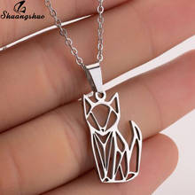 Cute Cat Necklace for Women Origami Cat Pendant Necklace Girls Cartoon Animal Long Chain Chokers Jewelry Best Friend Gifts 2024 - buy cheap