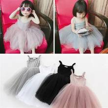 2020 verão boutique bebê flor meninas tutu gaze tule sling crianças suspender malha vestidos de princesa roupas dos miúdos 2024 - compre barato