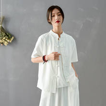 2020 летняя новая женская одежда в национальном стиле, винтажная рубашка, топ, Женское пальто, утренний тренировочный костюм Taiji 2024 - купить недорого