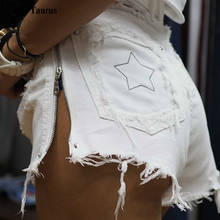 Embroidery Star White Jeans Shorts Women High Waist Summer Hole Tassel Denim Short Mujer Streetwear Side Zipper Spodenki Damskie 2024 - buy cheap