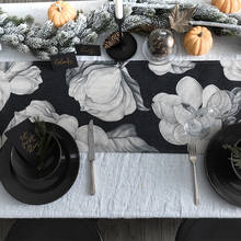 Toalha de mesa estampada em linho e algodão, mesa decorativa preta e branca para sala de estar, mesa de café e decoração para casa ou hotel 2024 - compre barato
