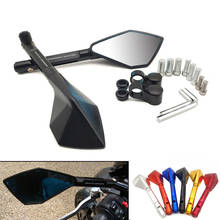 Espelhos retrovisores universais de motocicleta, retrovisor de vidro azul cnc, para benelli tnt/tre/bx/cpotência/quatro/veludo/bmw f800 2024 - compre barato