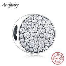 Fit Original Bracelet 925 Sterling Silver Beads Paved Sphere Charm Clear CZ 925 Sliver Jewelry Making DIY Women Berloque 2024 - buy cheap