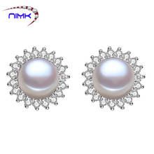 Pendientes de perlas de agua dulce natural para mujer, aretes de Plata de Ley 925 con diseño de flor del sol, joyería de perlas 2024 - compra barato