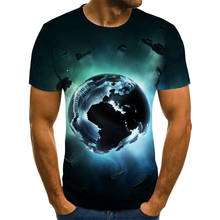 Мужская футболка с рисунком планеты, Мужская Летняя Повседневная футболка 3d, Мужская рубашка с круглым вырезом, рубашка размера плюс, уличная одежда 2024 - купить недорого