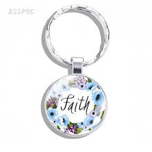 "faith"Bible Verses Key Chain Glass Cabochon Metal Key Rings Scripture Quote Jewelry Christian Faith Inspirational Gifts 2024 - buy cheap