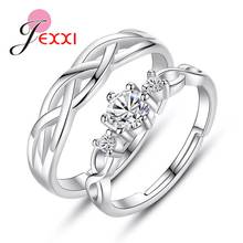 Anéis de prata esterlina 925, anéis de abertura ajustáveis com zircônia cúbica para festa, casamento e noivado 2024 - compre barato
