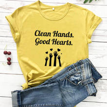 Футболки с надписью «Clean Hands Good Hearts», футболки «Stay At Home», Новое поступление 2020, забавная футболка из 100% хлопка, футболки с дистанционным управлением 2024 - купить недорого
