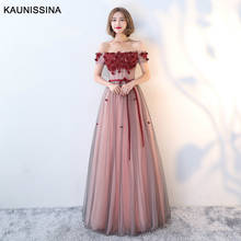 KAUNISSINA Evening Dresses Floral Appliques Padded Formal Gown Elegant Long Tulle Evening Party Dress vestido de festa 2024 - buy cheap