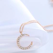 Chandler Wholesale Crescent Moon Necklaces & Pendant For Women Miro Paves Charm Lucky Collars Tiny Colier 2024 - buy cheap