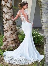 Элегантное свадебное платье цвета слоновой кости, модель 2020 года, с длинным рукавом, кружевной аппликацией, свадебные платья, платье для невесты, Robe De Mariee 2024 - купить недорого