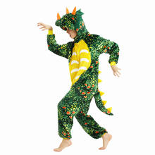 Triceratops fantasia de dinossauro kigurumi, cosplay para homens e mulheres, verde-esmeralda, pijama carnaval halloween 2024 - compre barato