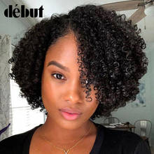 Peluca de cabello humano rizado con malla frontal, pelo con pelo corto por cabeza Bob, Afro rizado, pelo corto predespuntado, nudos blanqueados, Remy, con malla frontal 2024 - compra barato