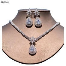 Top Quality Cubic Zirconia Jewelry Set for Bridal Water Drop Necklace and Earring Sets Luxury Gold Costume Jewelry 2024 - buy cheap