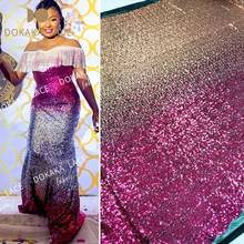 Elastic Net Laces Gradient Sequins Mesh Net Lace Fabrics High Quliaty African French Tulle Lace For Wedding Bride Dress Material 2024 - buy cheap