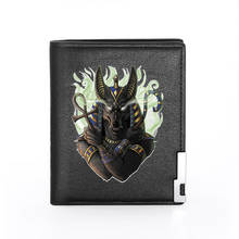 High Quality Luxury The Mysterious God Of Death Anubis Printing Leather Wallet  Credit Card Holder Short Male Slim Purse For Men 2024 - buy cheap