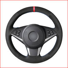 Black Suede Red Marker Steering Wheel Cover for BMW E60 530d 545i 550i E61 Touring 2005-2009 E63 E64 630i 645Ci 650i 2004-2009 2024 - buy cheap