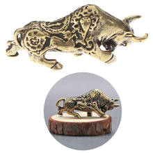 Mini Portable Retro Brass Wall Street Bull Statue Keychain Ornament Sculpture Home Office Desk Decorative Ornament Hand Toy Gift 2024 - buy cheap