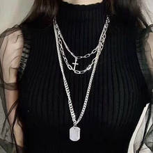 Collares de Metal multicapa con Cruz Punk para mujer, cadena larga, circular, geométrica, Vintage 2024 - compra barato