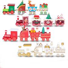 Tren de Navidad de madera para niños, regalo de Navidad, decoración de Navidad blanca, decoraciones de Año Nuevo, rojo, verde, blanco, DEC581 2024 - compra barato