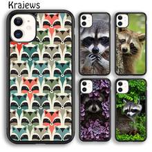 Krajews kawaii bebê guaxinins telefone caso capa para iphone 5S 6s 7 8 plus x xs xr 11 12 pro max samsung galaxy s8 s9 s10 2024 - compre barato