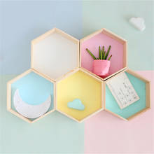 S/L Nordic Hexagonal Shelf Organizer Pink Wooden Shelves Wall Rack Hanger Kids Room Decoration Fashion Storage Holders & Racks 2024 - buy cheap